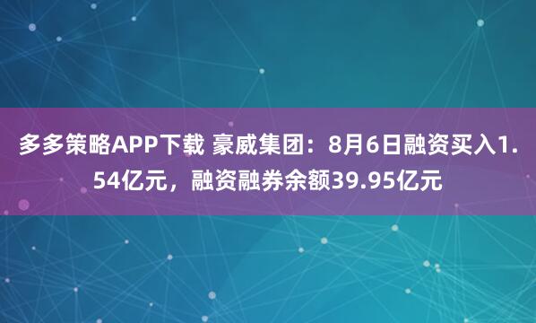多多策略APP下载 豪威集团：8月6日融资买入1.54亿元，融资融券余额39.95亿元